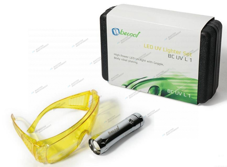 Течеискатель Becool BC-UV-L-1 ультрафиолетовый в кейсе (светодиодный фонарик + очки)