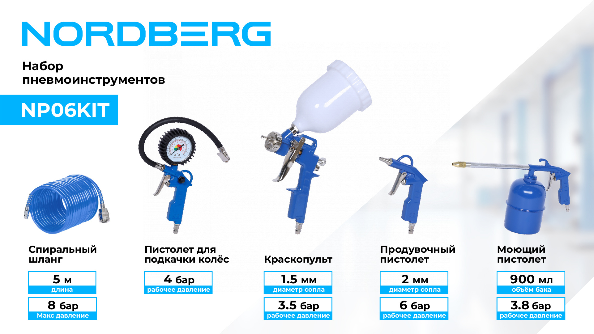 Набор пневмоинструментов NORDBERG NP06KIT