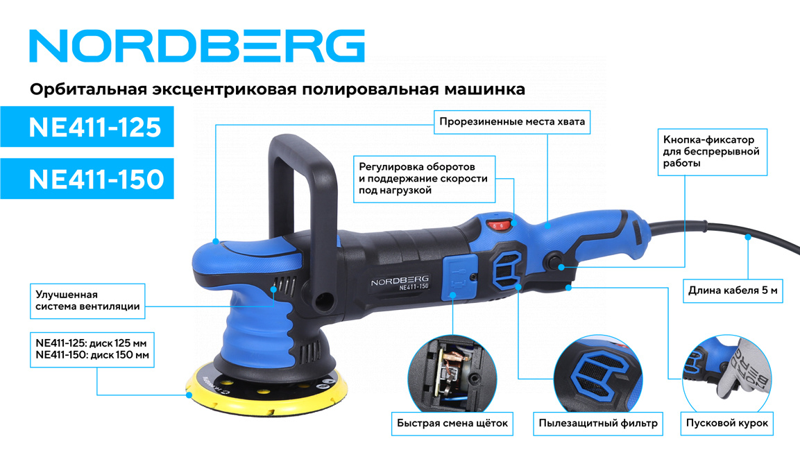 Полировальная машинка NORDBERG NE411-150